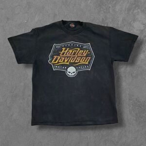 Faded Harley Davidson T Shirt XL Black Skull Motorcycle Distressed Shirt